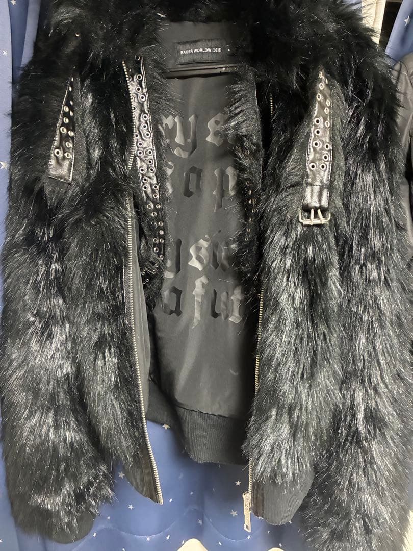 正規品 racerworldwide black fur bomber