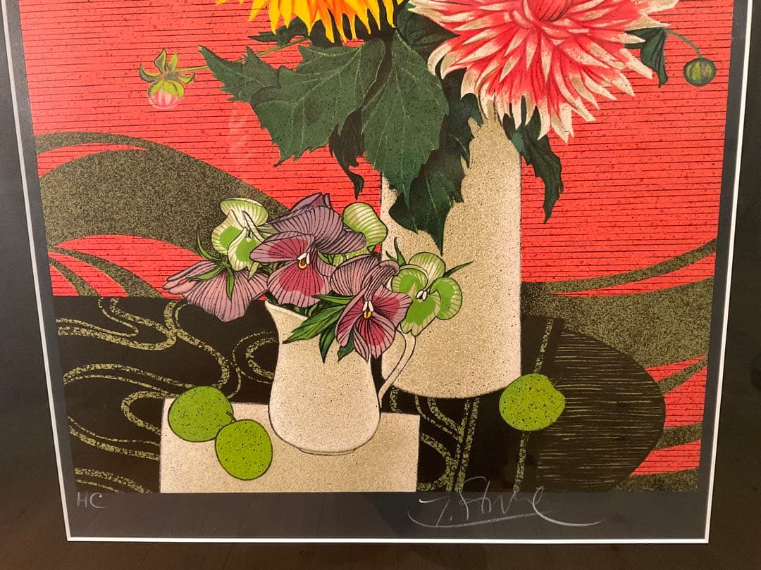 イヴ・ガンヌ 「夏の花束」 リトグラフ 直筆サイン・エディション有り