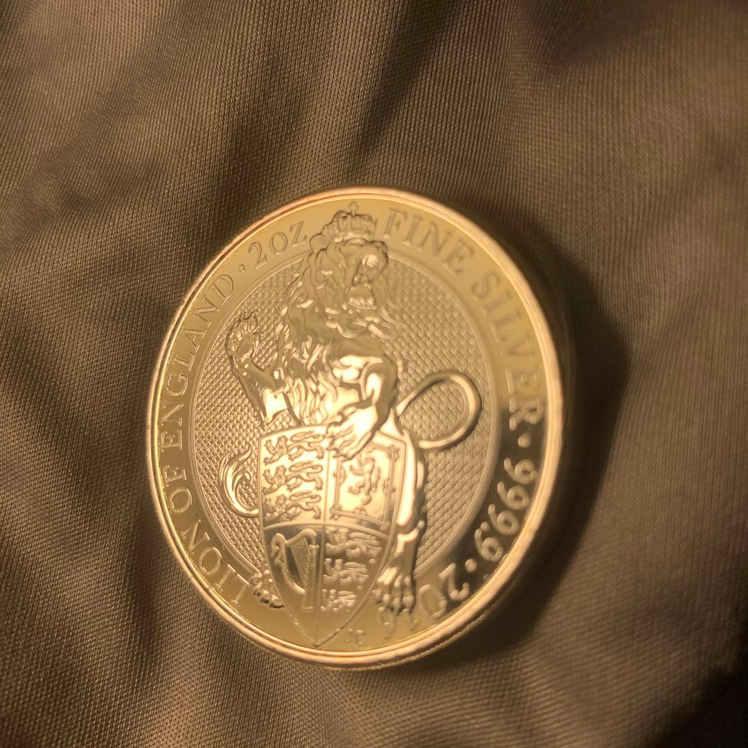 S5 純銀貨 2オンス クイーンズビースト 2016 ライオン・イングランド