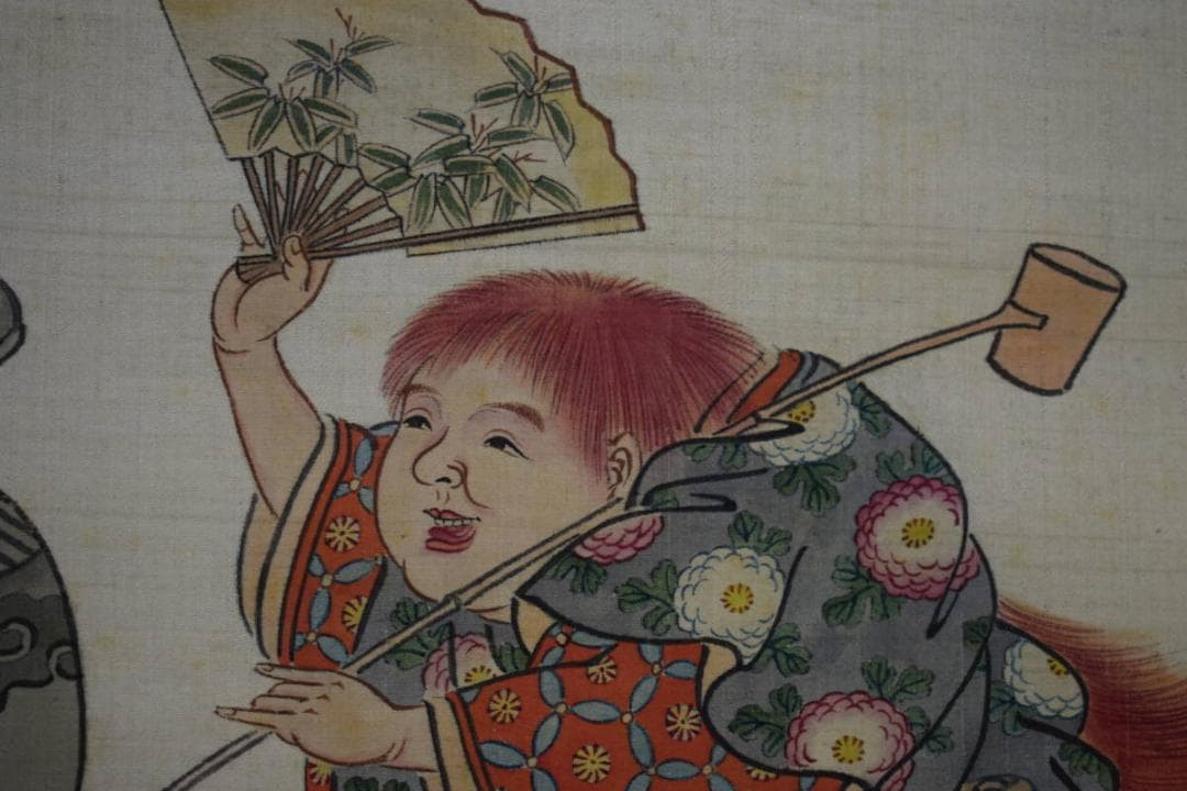 真作/玉泉/童狸々図/桐二重箱付/布袋屋掛軸HG-731