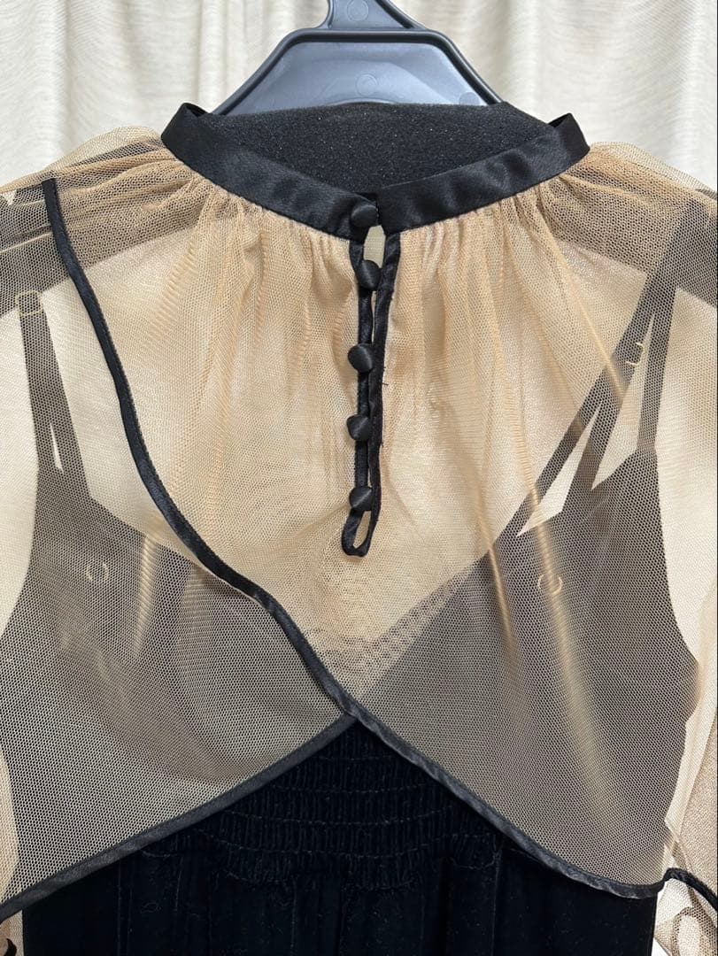 AMERI MANY WAY TULLE VEIL DRESS ベロア生地