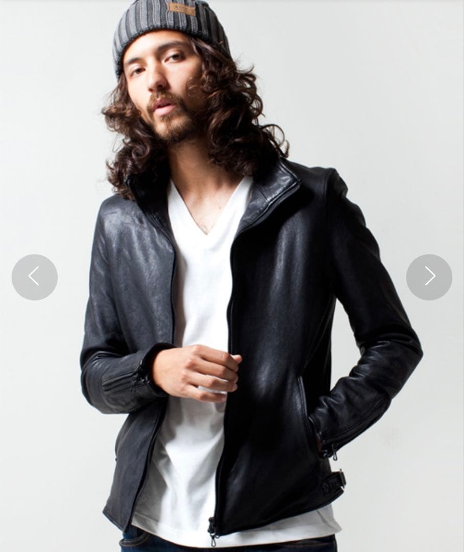 nano・universe ゴートレザー 山羊革 シングルライダースジャケット ナノユニバース シングルライダース ゴートレザー レザージャケット