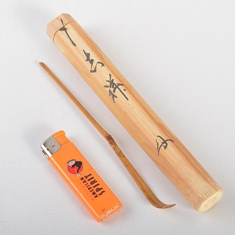 茶道具 宗春作 茶杓 銘「吉祥」 紫野 細合喝堂書付 共筒共箱 C 6248