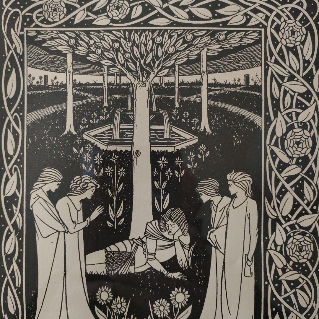 ビアズリー　大判ラインブロック『アーサー王の死 四女王眠れるランスロット』