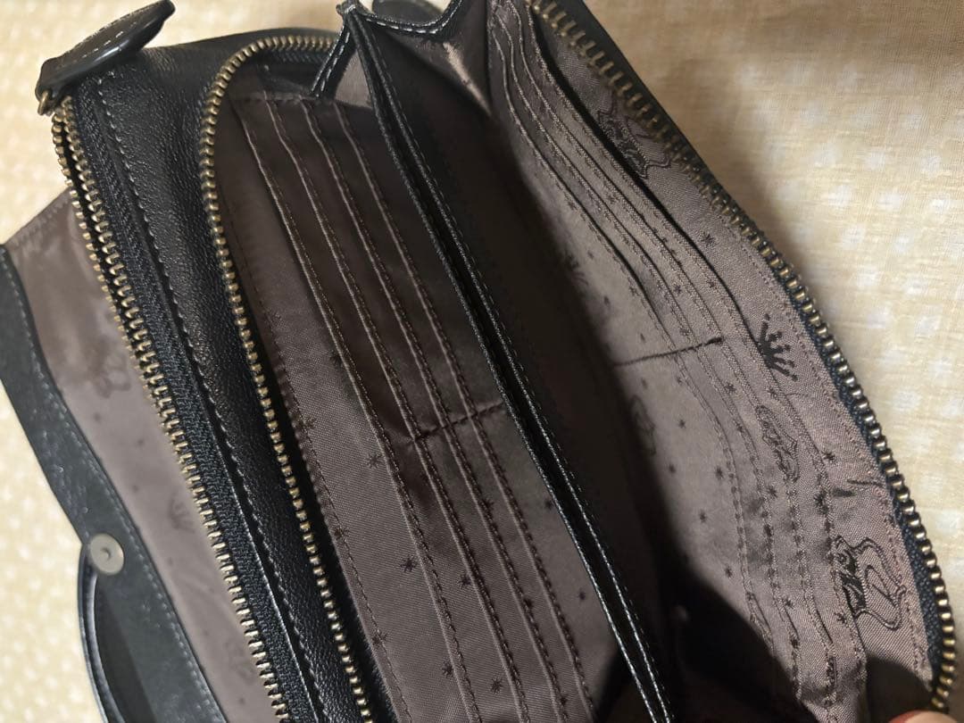 ダコタ アミューズ お財布ショルダー 本革 ブラック 2WAY