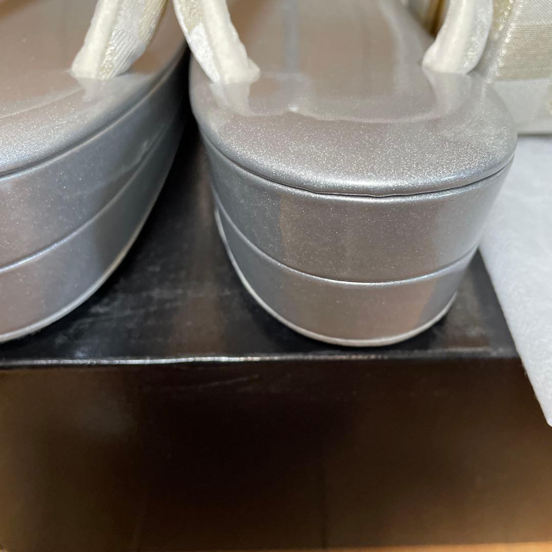 ホワイト チェック柄 ハンドバッグと草履セット