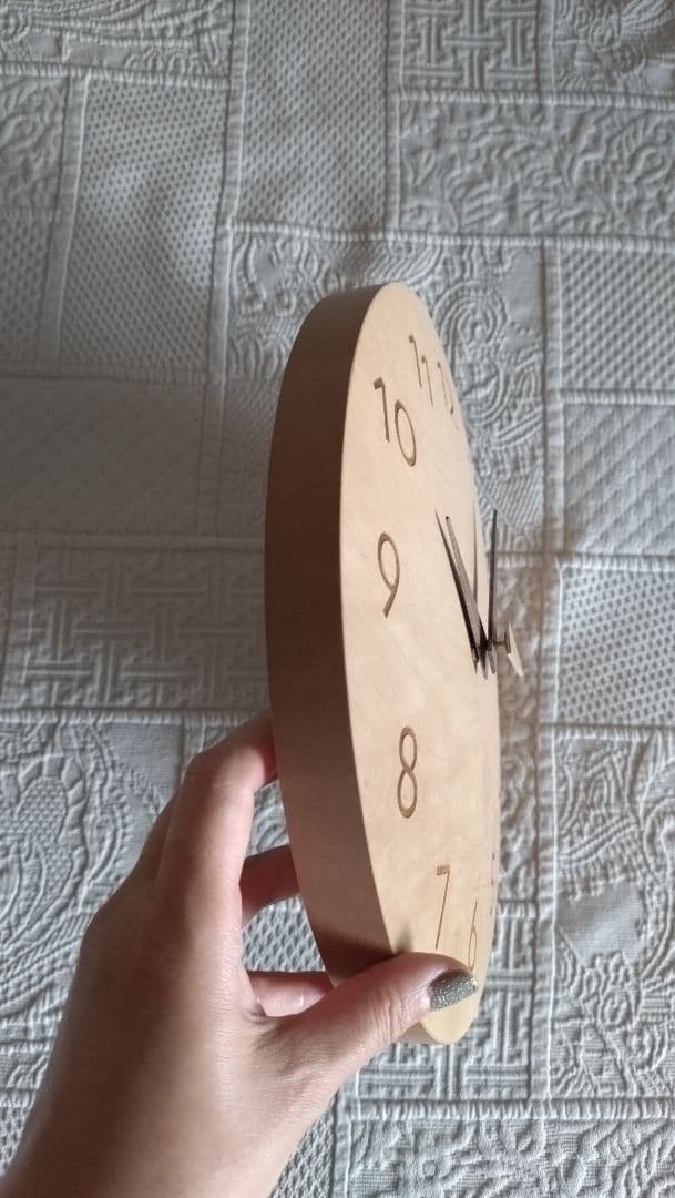 【中古/美品】楓　掛け時計　無垢　木製　丸型　直径26cm　日本製　葉山家具