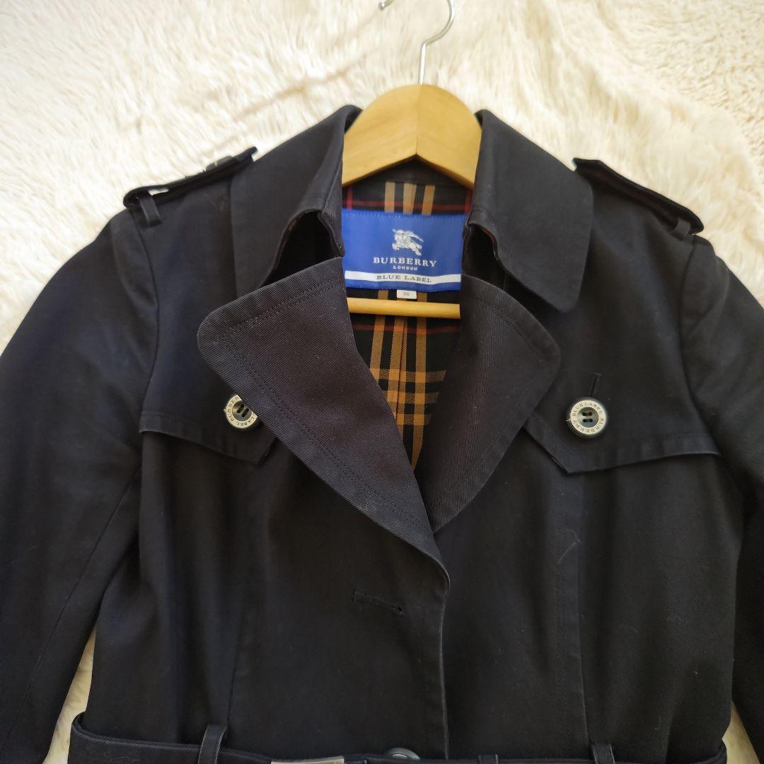 バーバリー ブルーレーベル トレンチコート ノバチェック ブラック