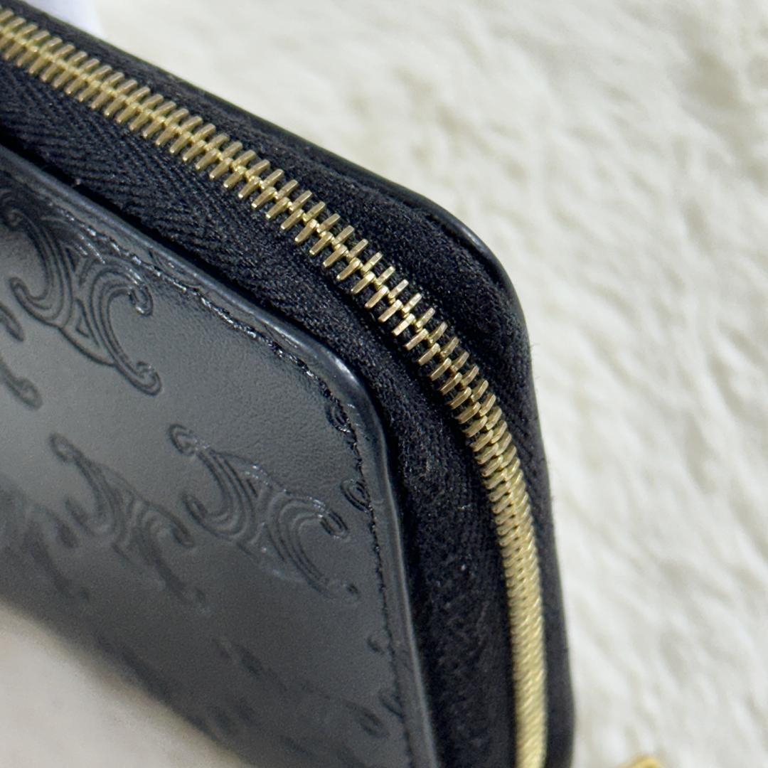 CELINE ケース トリオンフ レザー 黒 型押し 箱付き
