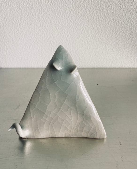 平寧　オブジェ　干支　「さんかく（子）」共箱　　茶席　　藤平伸の子