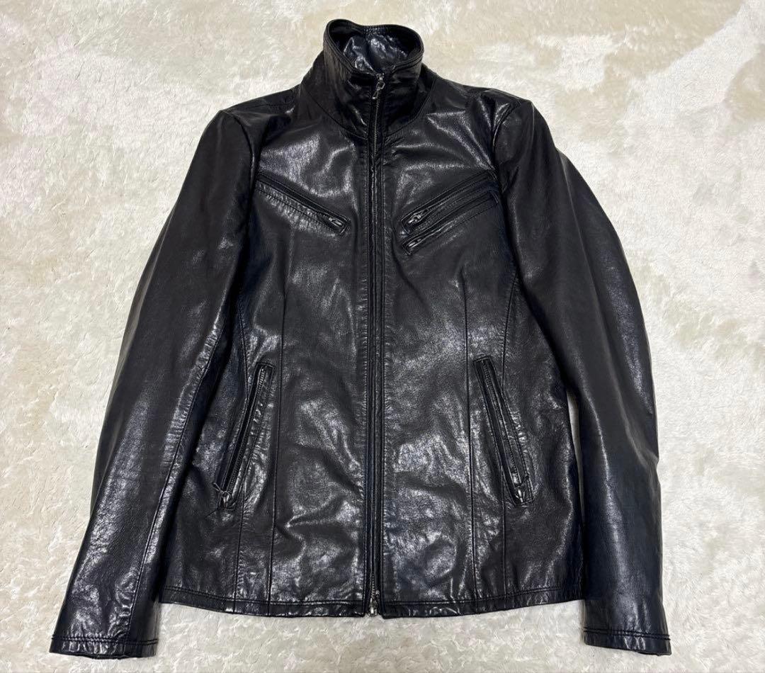 美品 FUGA 光沢 leather jacket 平成 y2k V系 46 L