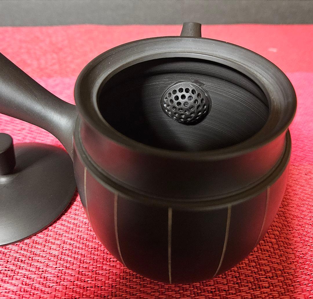 常滑焼 名工 柴田好明 作 黒泥茶注 急須 煎茶急須 常滑茶