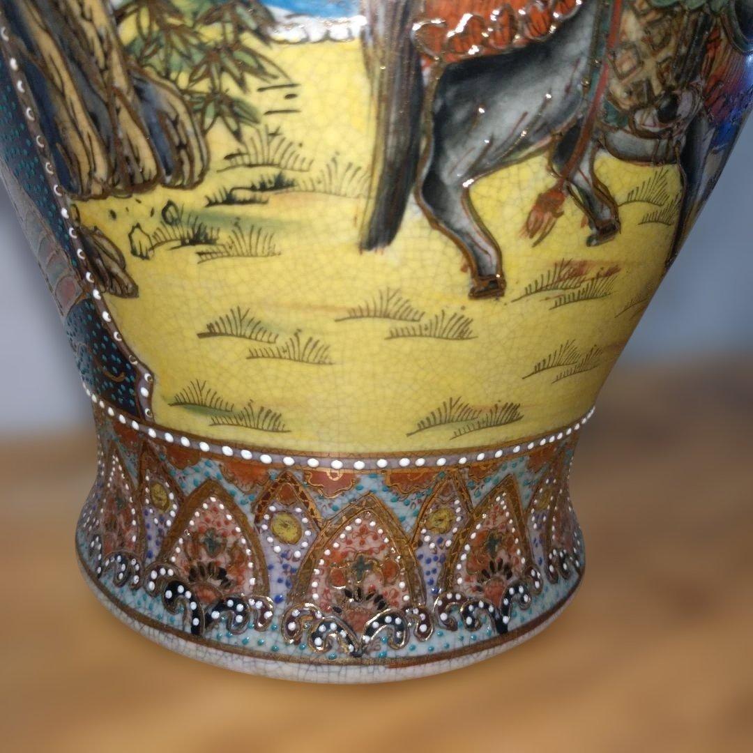 飾り壺　戦国武将　絵図 花瓶 大壺　アンティーク　ヴィンテージ