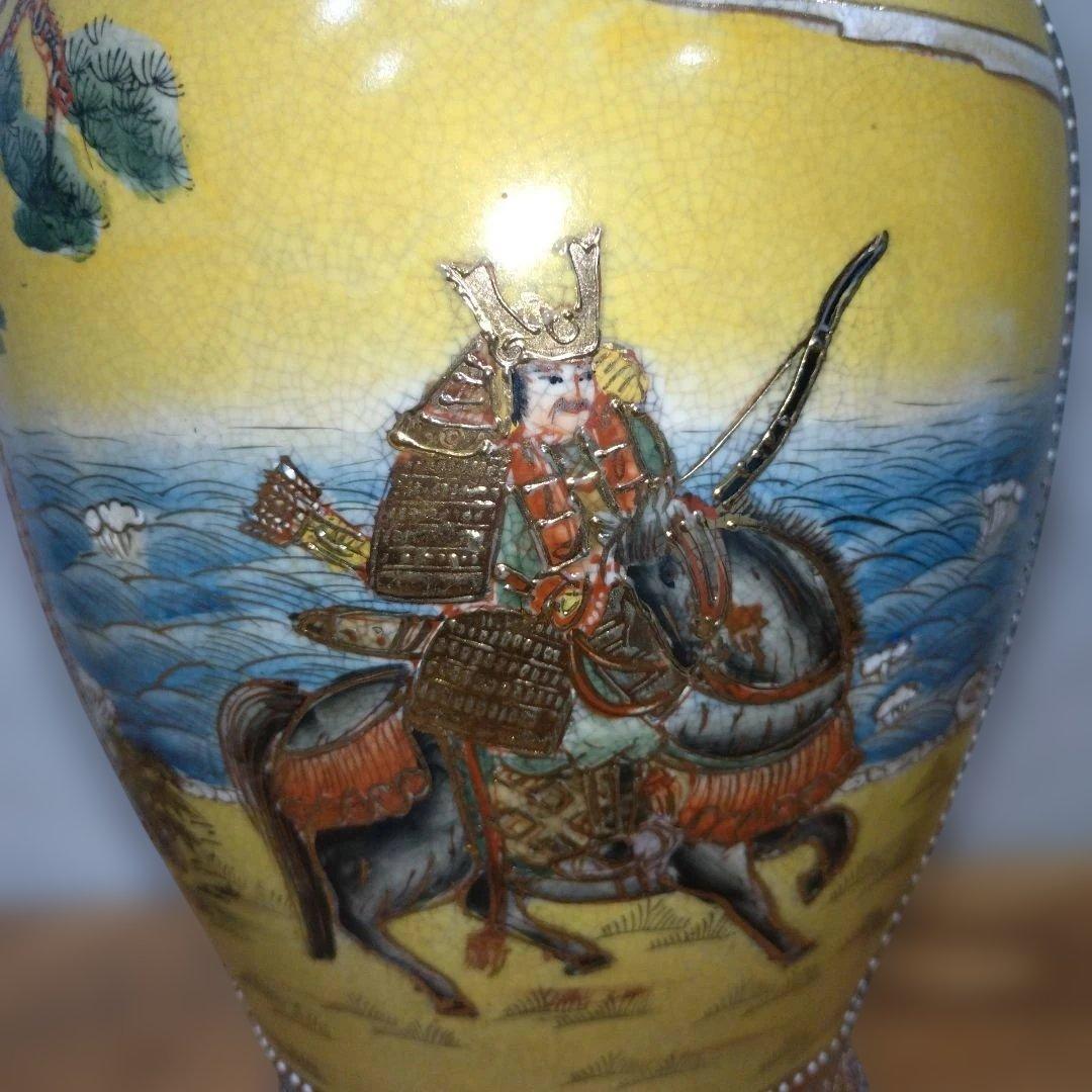 飾り壺　戦国武将　絵図 花瓶 大壺　アンティーク　ヴィンテージ