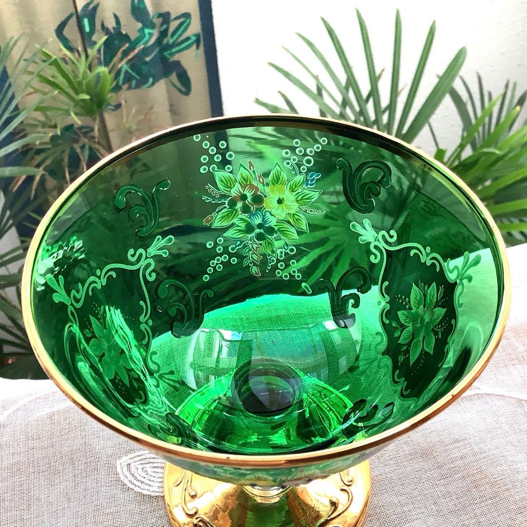 ベネチアングラス エナメル彩 コンポート