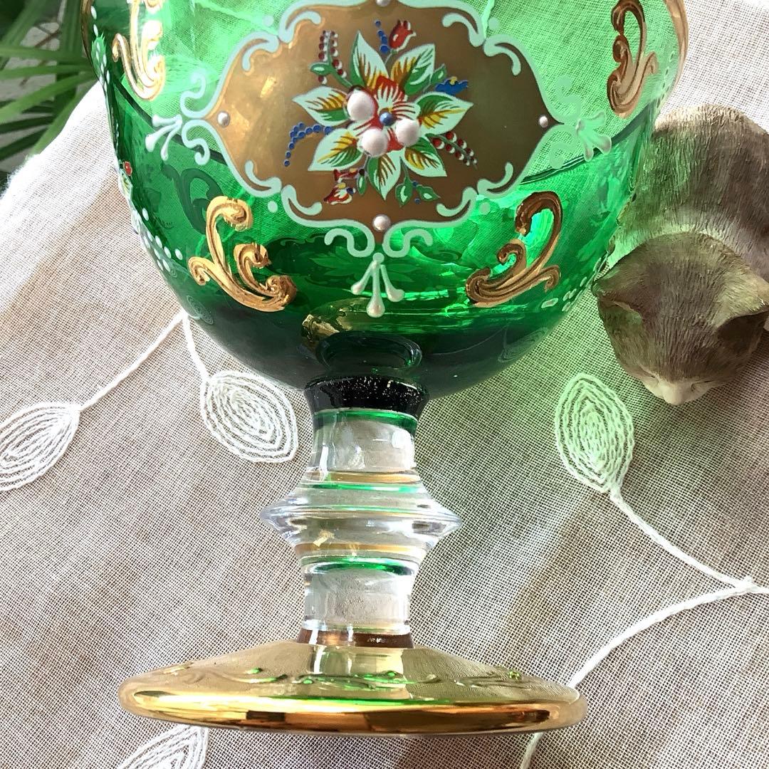 ベネチアングラス エナメル彩 コンポート