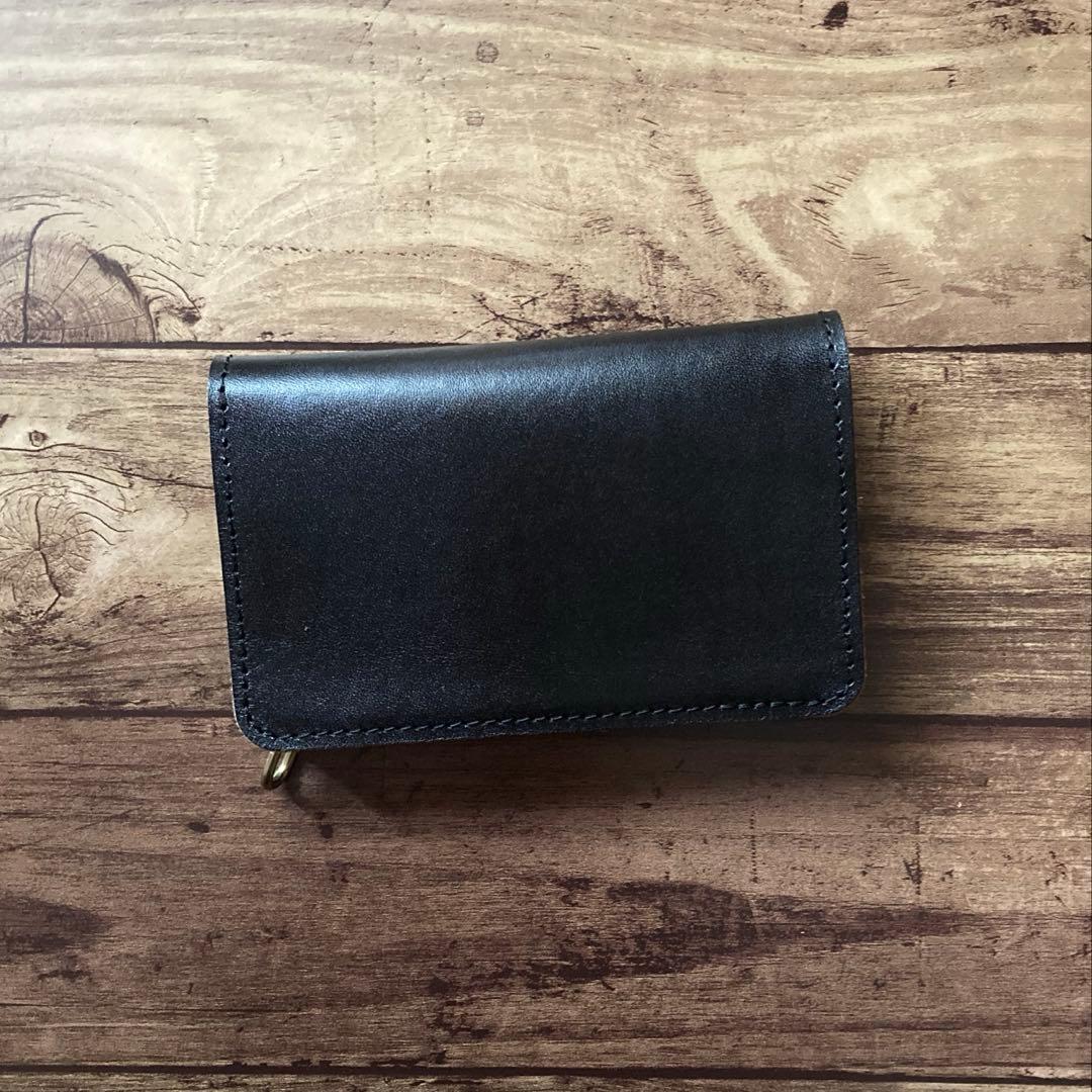 【たか】ミドルトラッカーウォレット3層 茶芯ブラック【お札を折らずに収納】