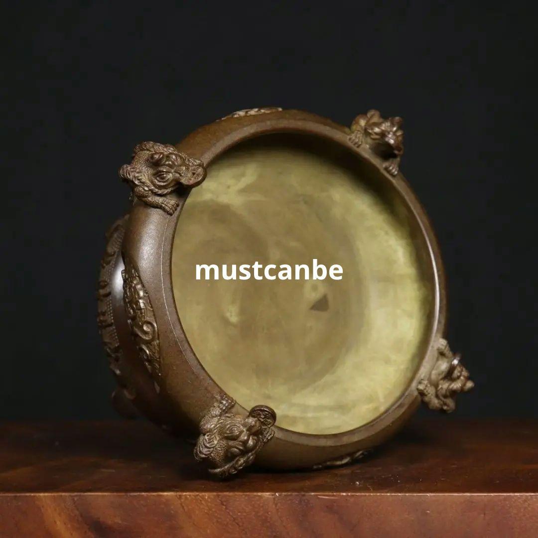 銅器 香炉 四神獣四方来財聚宝盆香炉 仏堂供養炉 装飾品 工芸品 置物