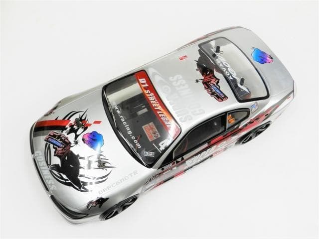 ターボ機能付 1/10 ドリフトラジコンカー S002 銀/赤 スペアボディー付