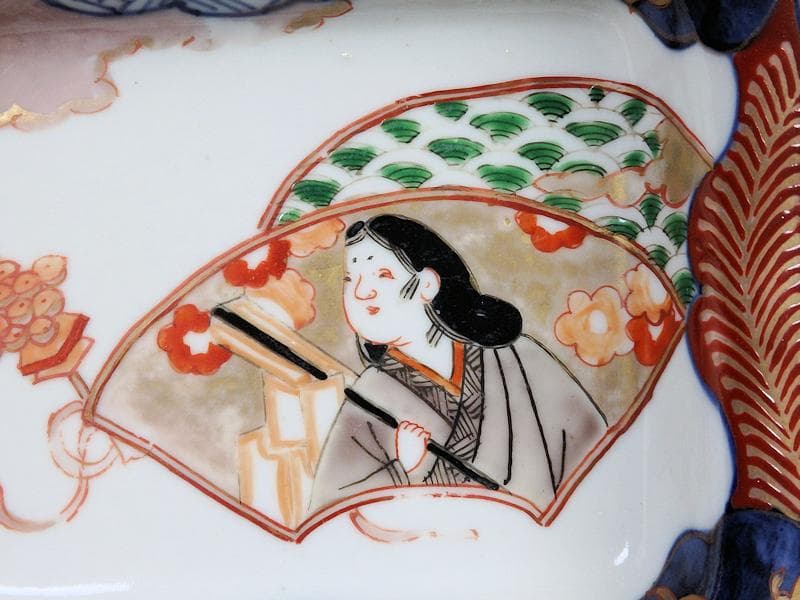 古伊万里 色絵 青海波にお福さんの図 角皿 2客 C084AS-DAa - メルカリ