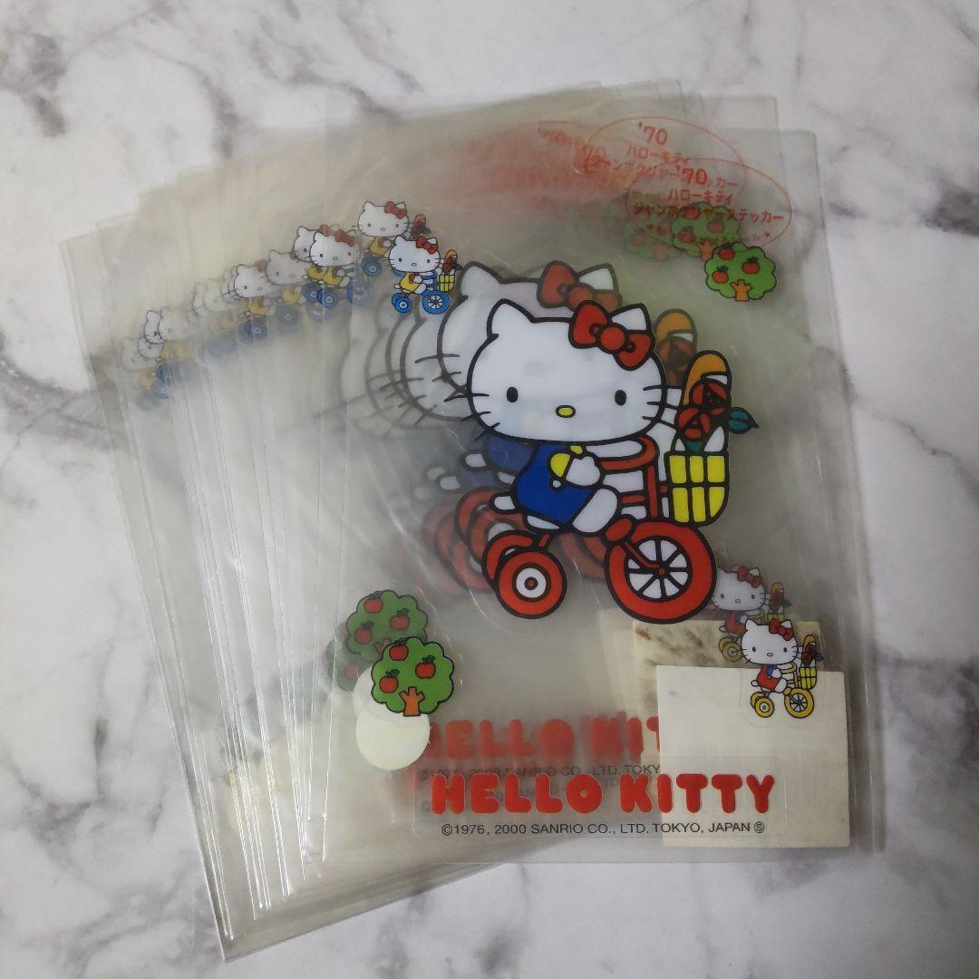日本限定】'70 HELLO KITTYハローキティ ジャンボクリアステッカー