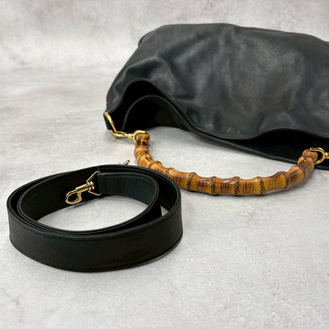 GUCCI グッチ バンブー 2wayハンドバッグ ショルダー レザー ブラック