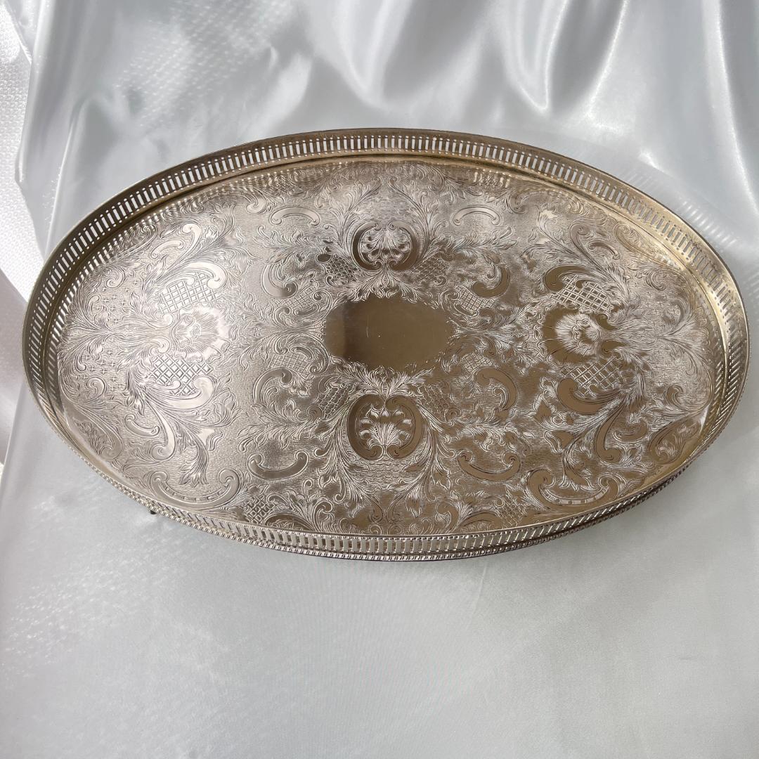 【英国】 ギャラリートレー オーバル型 45cm クロウフット