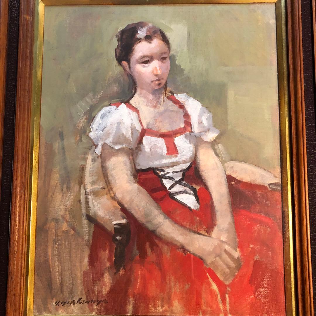 吉野谷幸重 Yoshinoya Yukishige 婦人像 油絵 F6号 真作