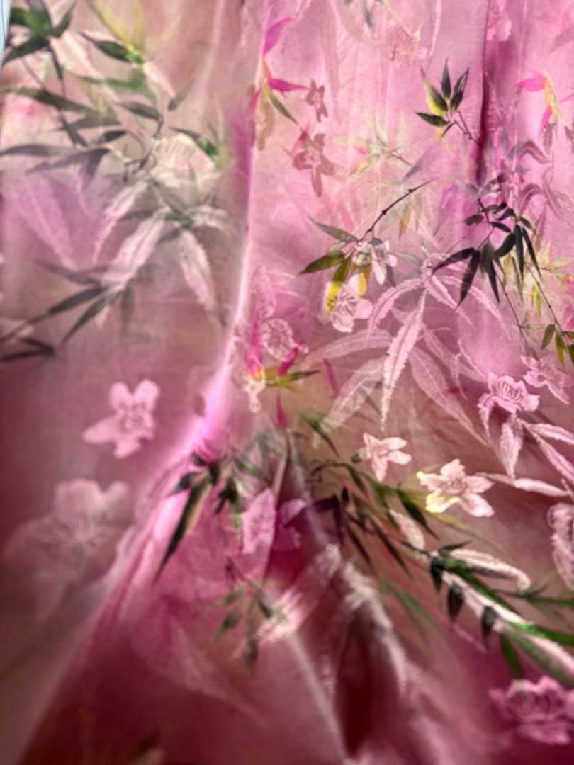 【桃色ワカメページ】ジャカード シルク チャイナドレス ロングワンピース