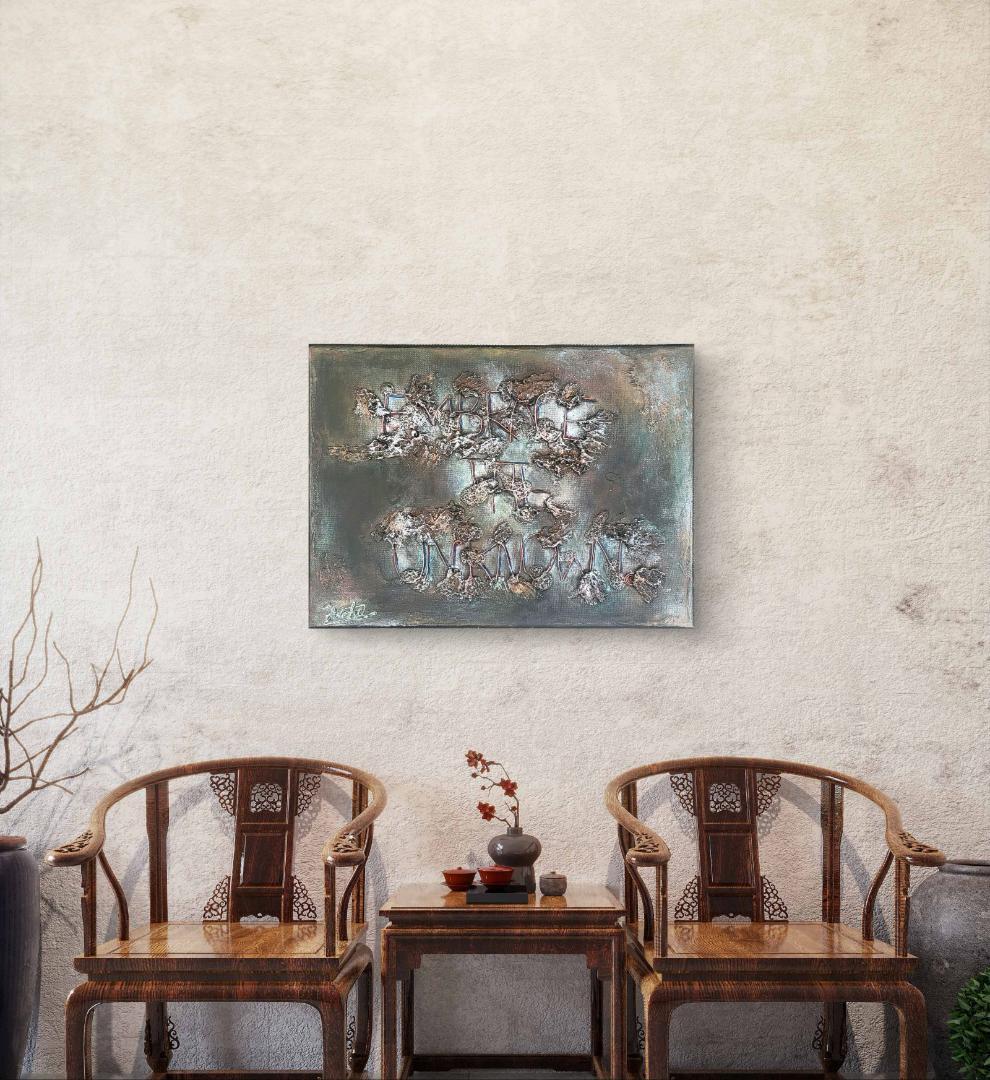 見えない境界 - 抽象画 24×33㎝ キャンバス F4号 原画1点のみ モダン