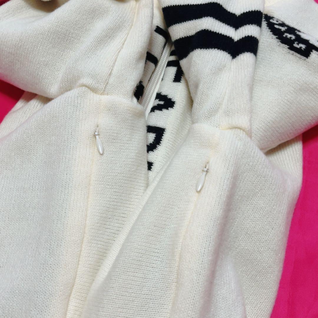 極美品　パーリーゲイツ　ドライバーズニット　ニットジャケット　裏地付　防風　白