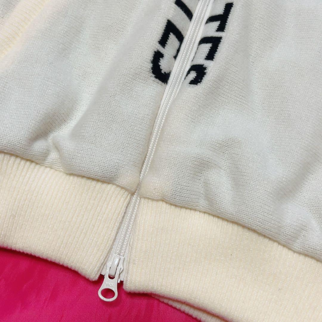 極美品　パーリーゲイツ　ドライバーズニット　ニットジャケット　裏地付　防風　白