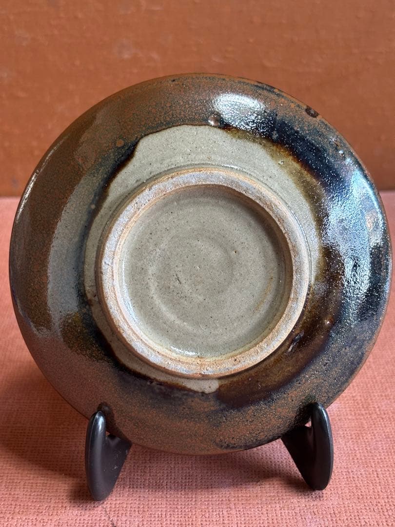 やまちゃん様専用河井寛次郎作白緑柿釉花文独楽形皿 検