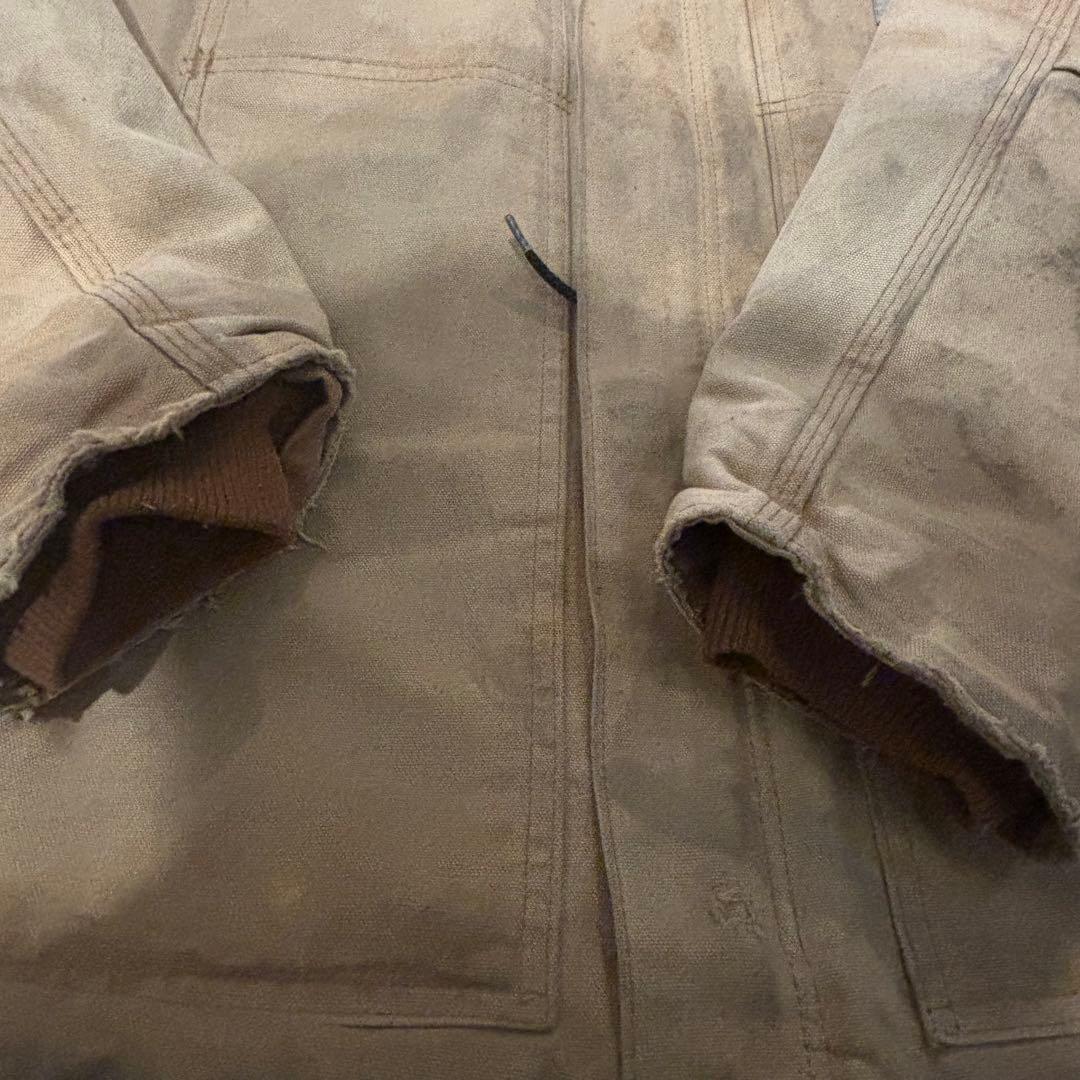 Carharttワークジャケット ダック地 ベージュ YKK キルティング裏地