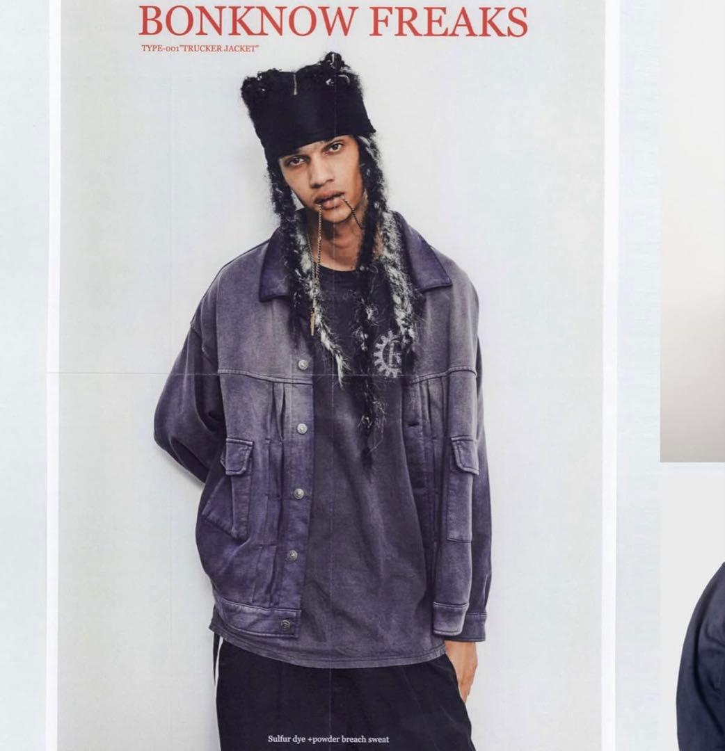 ジャケット・アウター BONKNOW FREAKS SWEAT TRUCKER JACKET NAVY