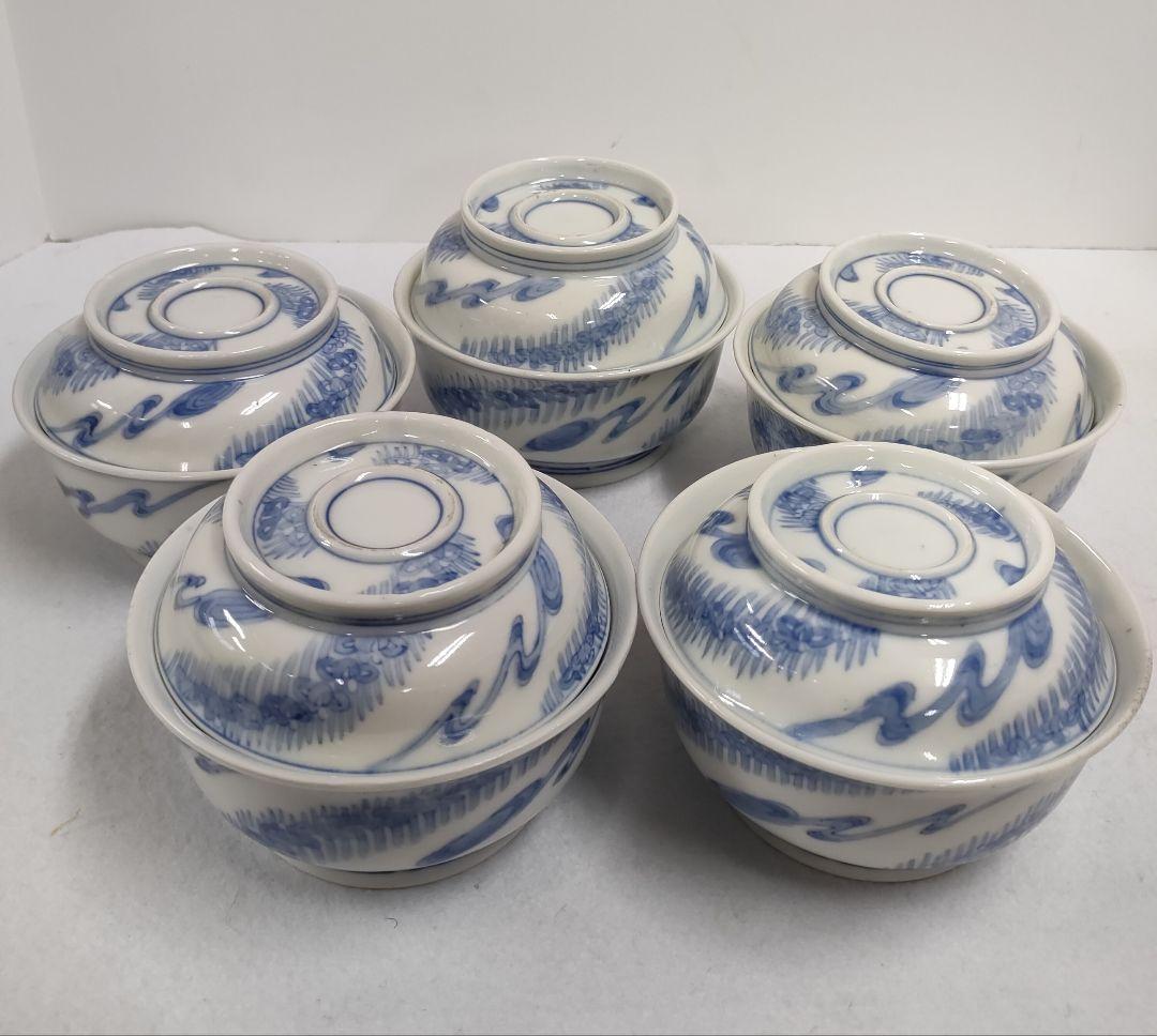 古伊万里/染付/骨董/古伊万里二重高台 e1315 古伊万里 色絵 鉢 うさぎ