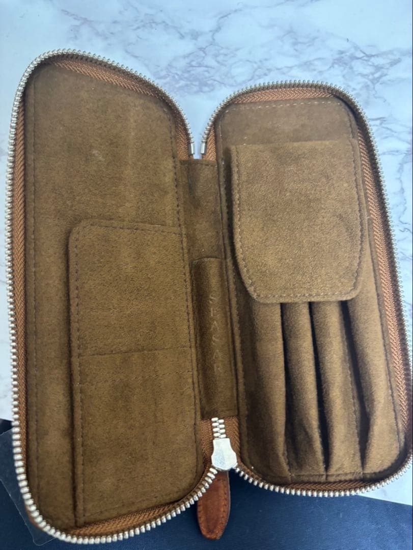 バハギア ペンケース ラウンドジップ型 栃木レザーjeans ブラウン