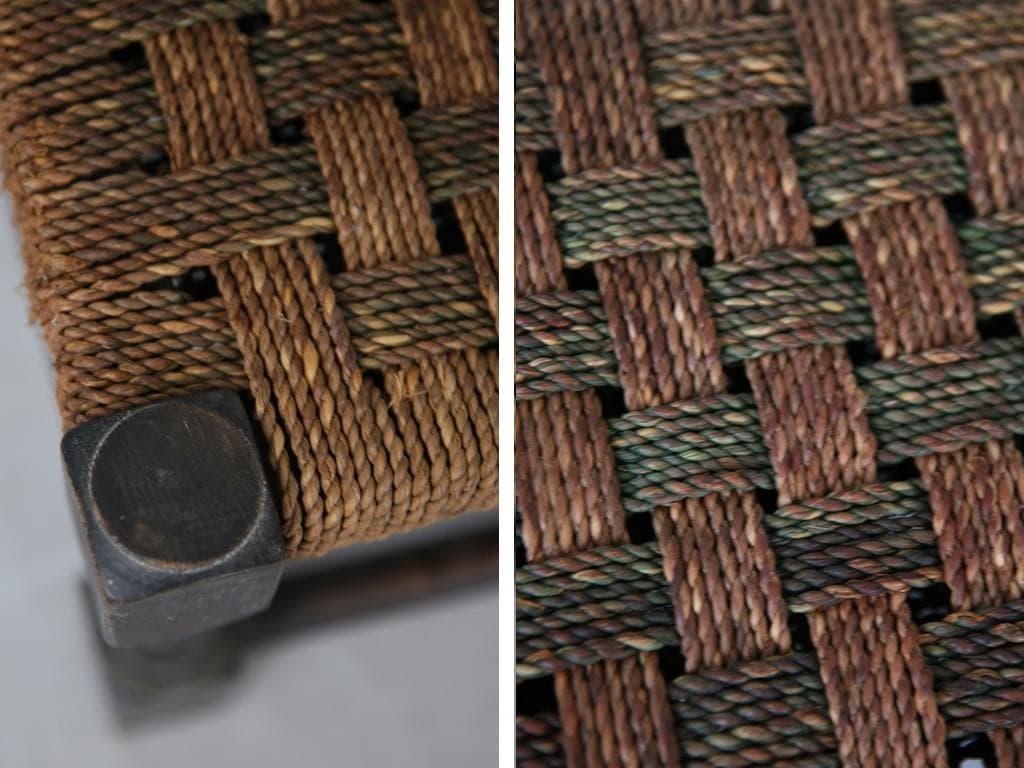 英国アンティーク木製フットスツール/ロープトップ/オットマン(88-164)