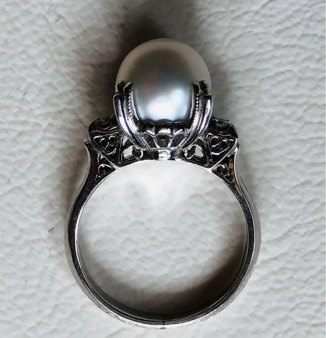 Pt900 パール 真珠 ダイヤモンド リング 指輪 9号 生前整理 プラチナ