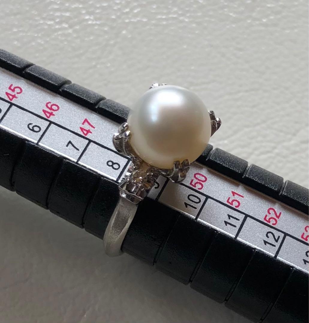Pt900 パール 真珠 ダイヤモンド リング 指輪 9号 生前整理 プラチナ