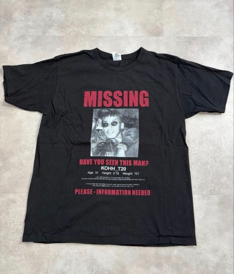 レア KOHH 千葉雄喜 Tシャツ ブラック MISSING HIPHOP レア KOHH 千葉雄喜 Tシャツ ブラック MISSING HIPHOP レア KOHH