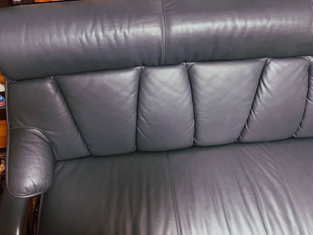 送込み　定価35万　高級レザーソファ　本革ソファー　3人掛け　ヴィンテージ家具