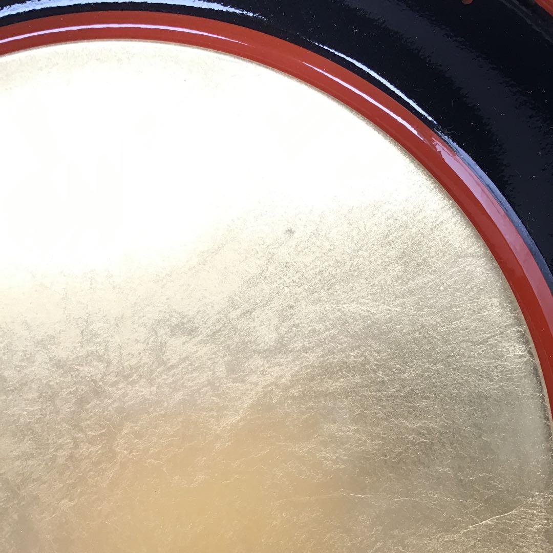 茶道具 漆器盆 朱塗金箔盆 床飾りや実用性も兼ねる 紙箱 S60BN