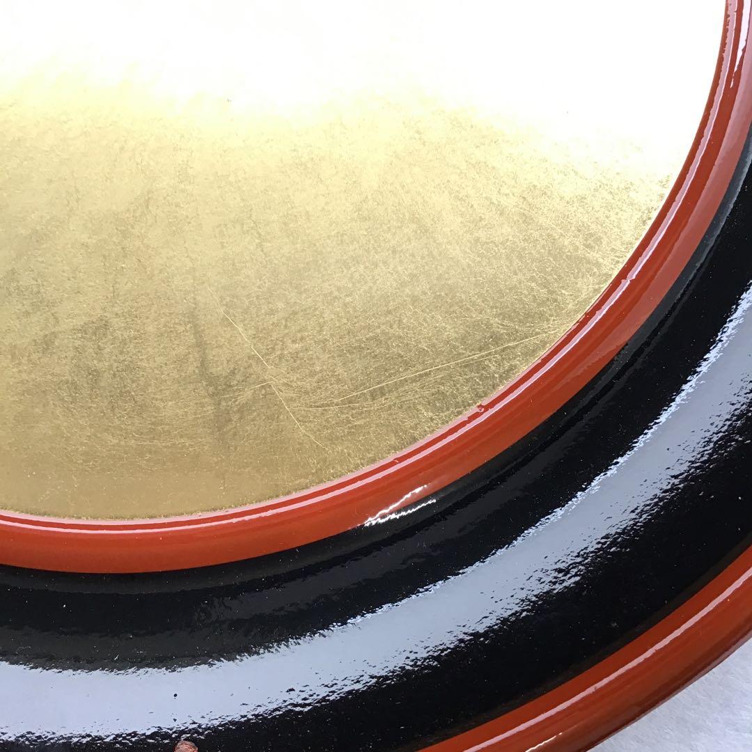 茶道具　漆器盆　朱塗金箔盆　床飾りや実用性も兼ねる　紙箱　S60BN