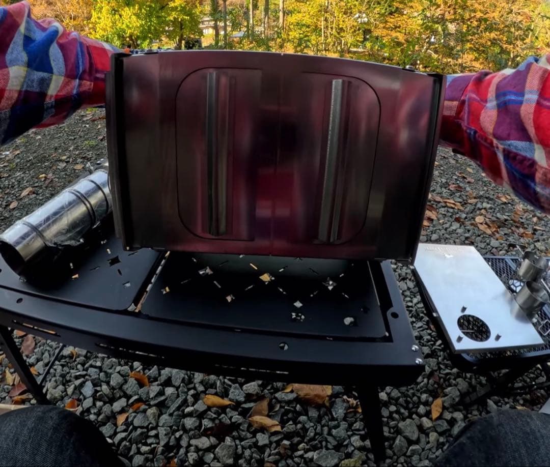 Wind travel薪ストーブ折りたたみ3面ガラス窓 ステンレス製