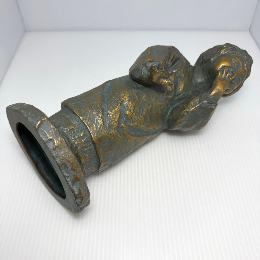 喜ぶ少女 北村西望 ブロンズ 共箱 鑑定書 色紙 経歴書 日本芸術院