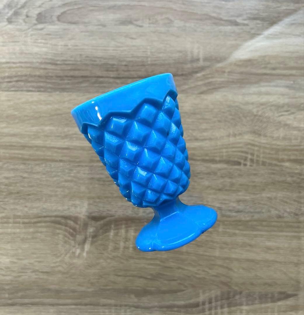 骨董　時代ガラス　希少練りガラス　花底　ダイヤ柄　筒型　氷コップ　ゴブレット１客