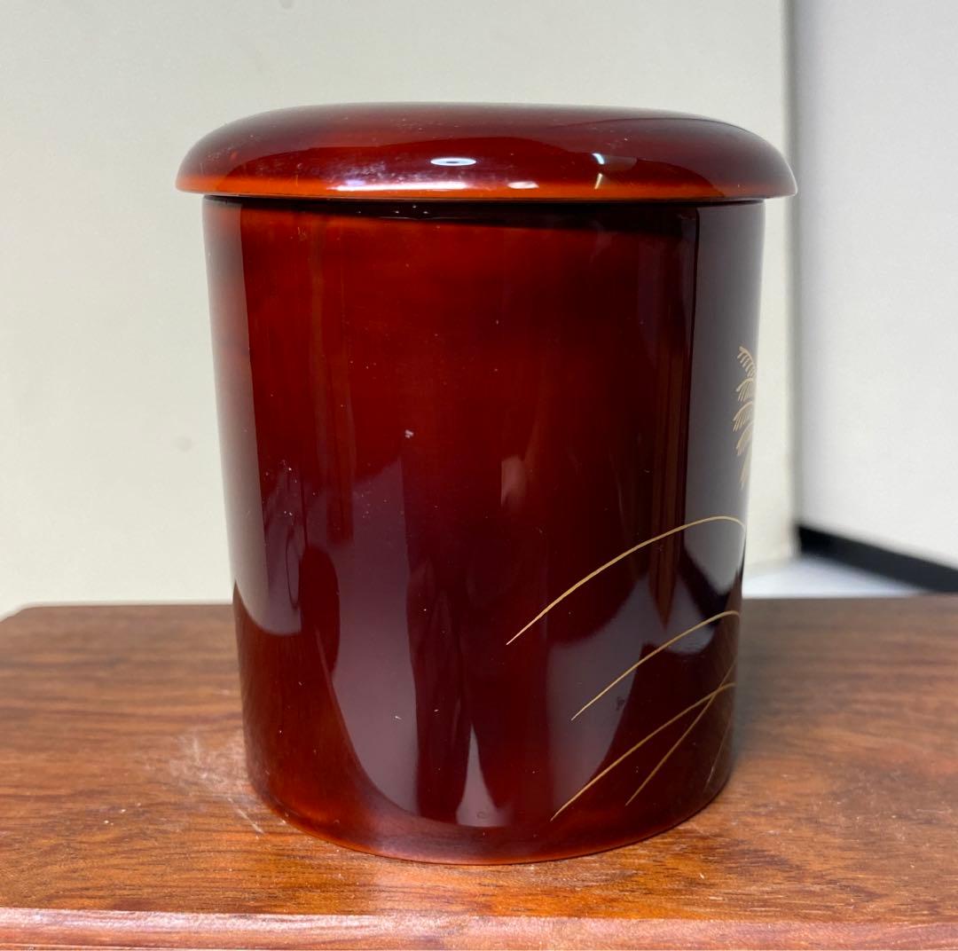 【茶道具】熊谷秀穂造　薄に鈴虫　金輪寺棗（共箱）