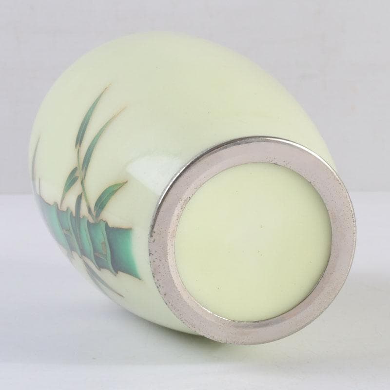 七宝焼 竹文 花瓶 唐木台・時代箱付 V 9462