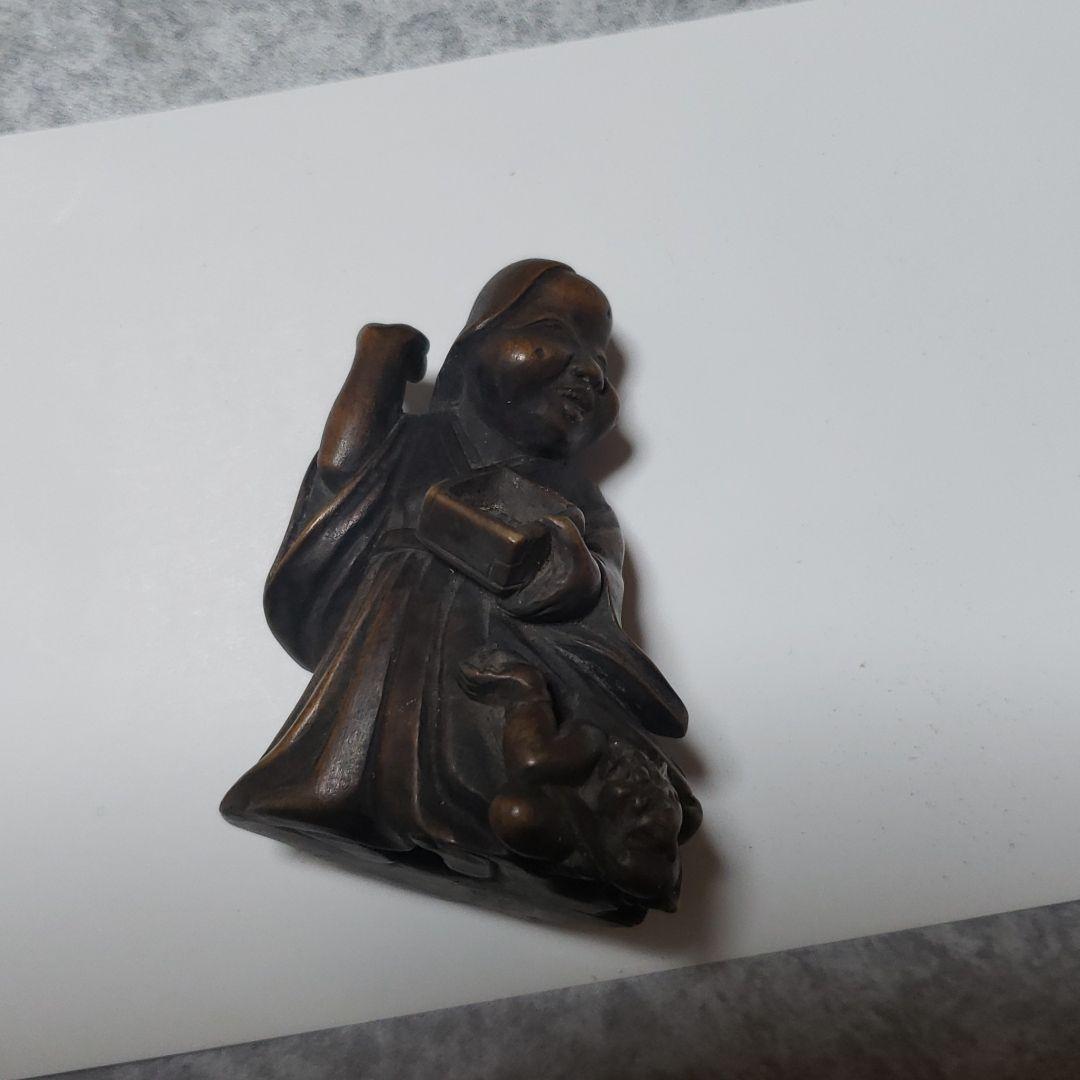 根付正直木彫豆撒きおかめ足踏み鬼